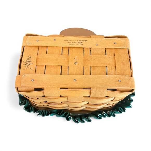 Longaberger Recipe Basket Fabric Lining, Tag & Wooden Lid Vintage - Picture 5 of 6